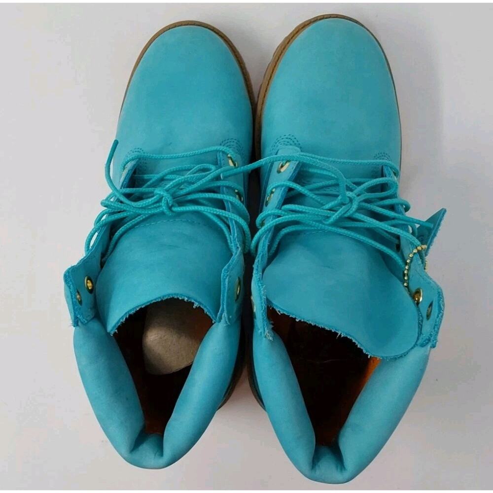 Timberland x Villa 6” Premium Boots Aqua Blue Nubuck Juniors Size 7/Women's 8.5 - Picture 4 of 16